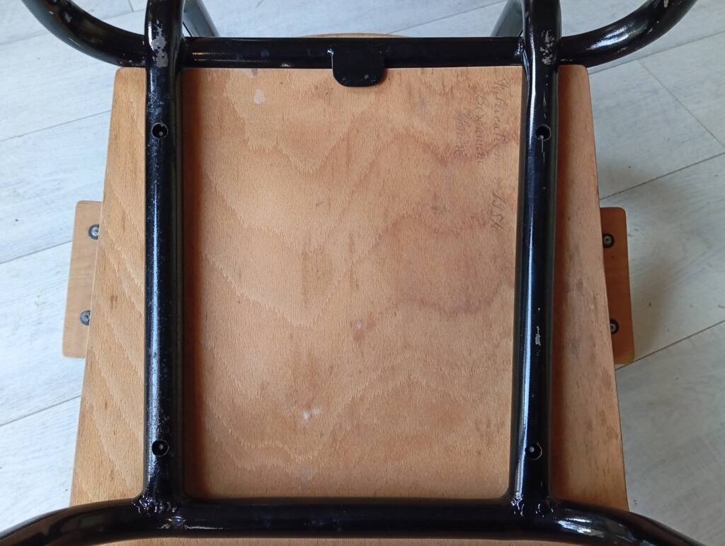 Pair of tubular metal armchairs 1954