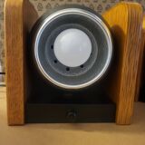 2 white eye lamps, wood, metal, vintage, Germany