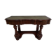 Biedermeier mahogany wall console table or desk with leather inlay top and drawer