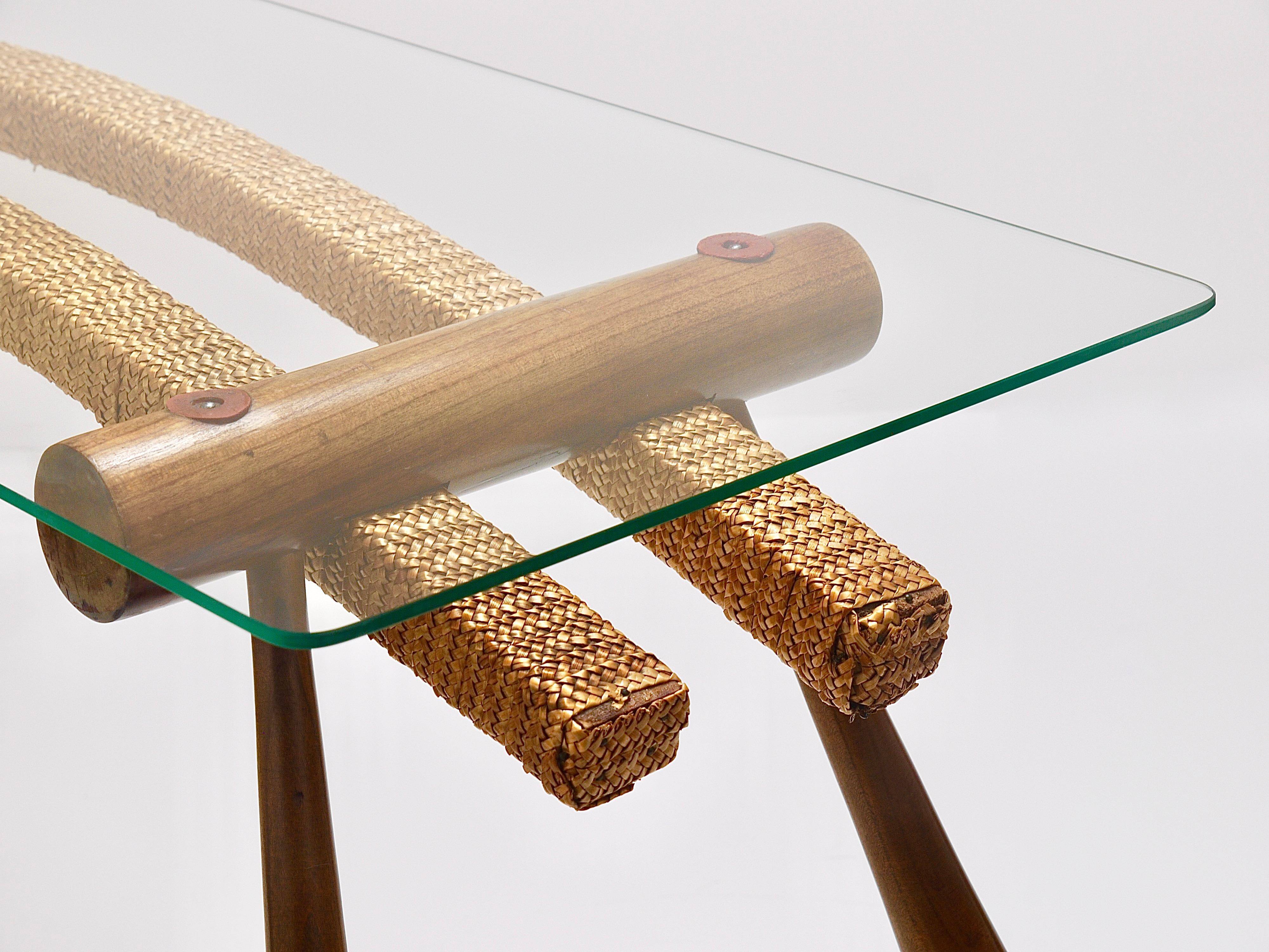 Mid-century side table by Max Kment, maple, cord, Austria, 1950s