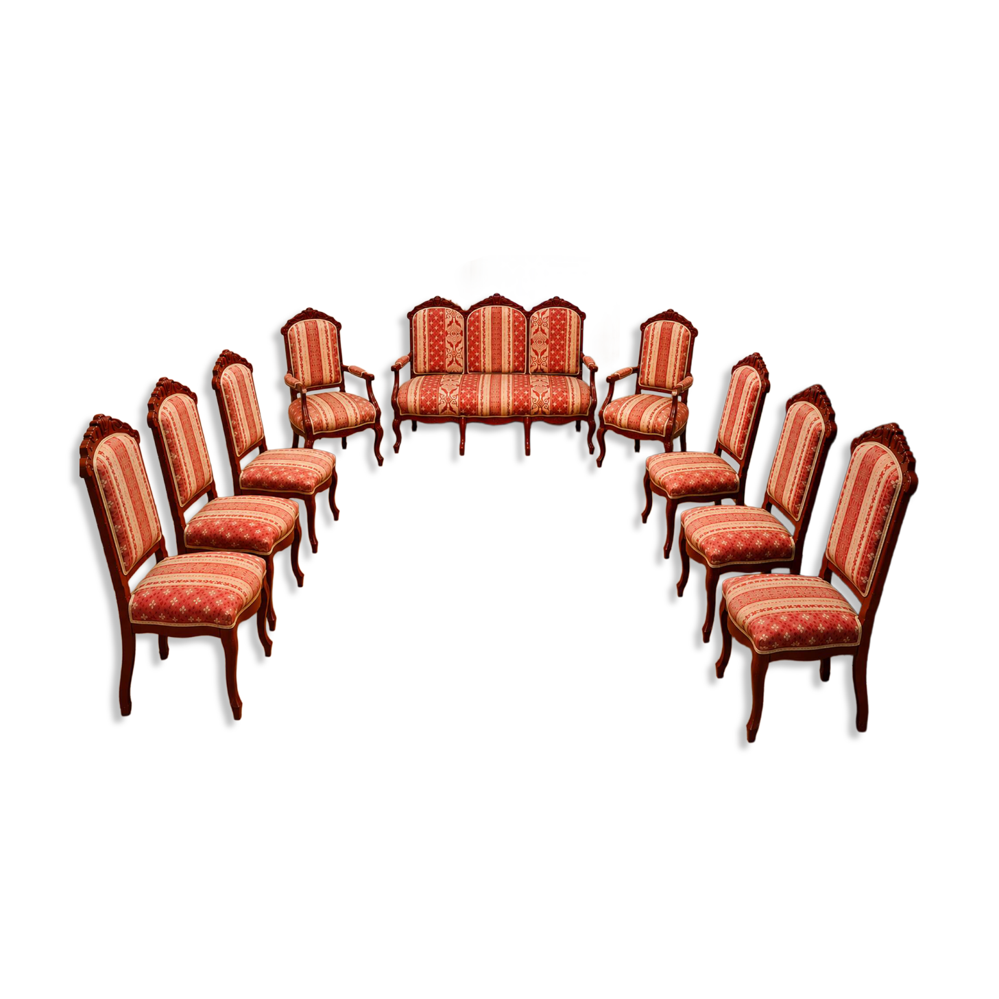 Restored complete antique Isabeline salon, Louis XV style.