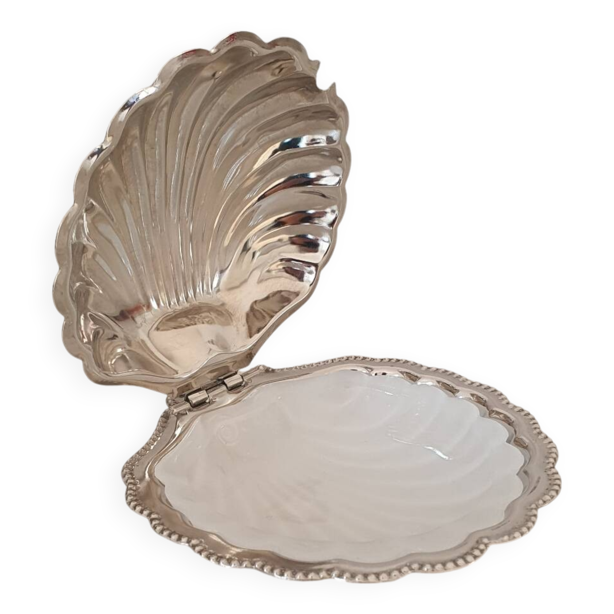 Stainless steel and glass shell butter dish