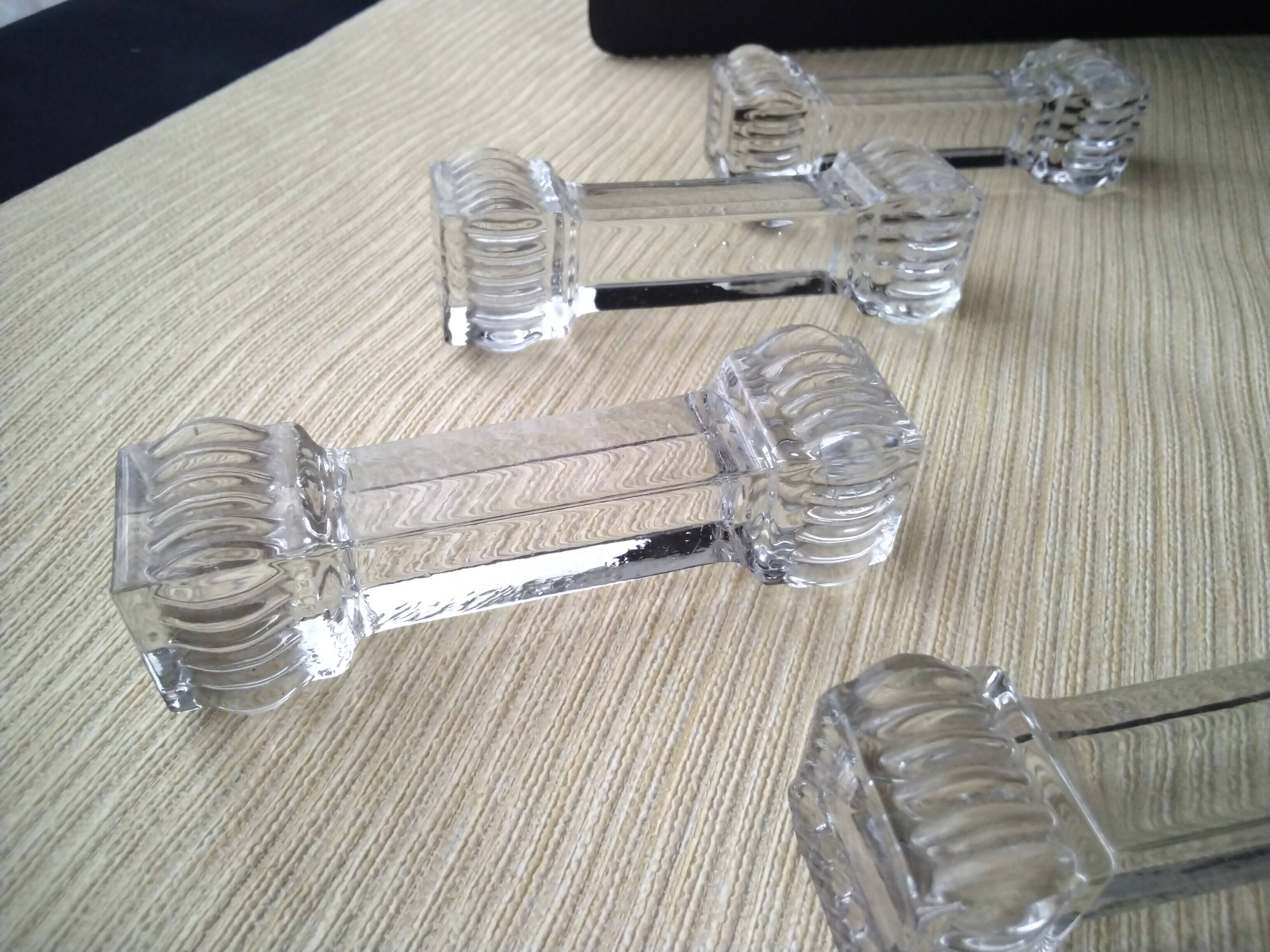 4 Crystal knife holders signed Portieux