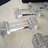 4 Crystal knife holders signed Portieux