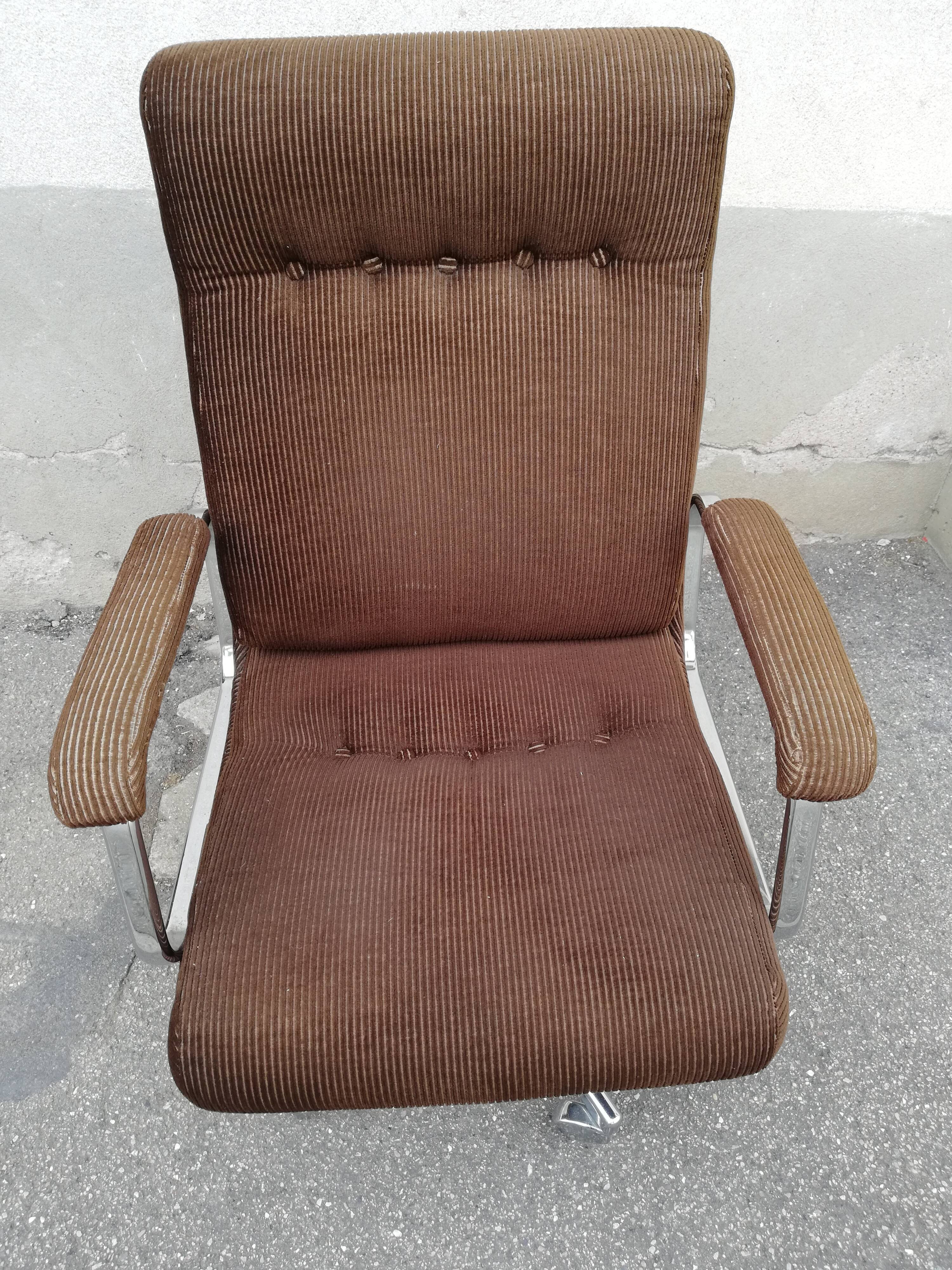 Fauteuil  vintage tissu marron