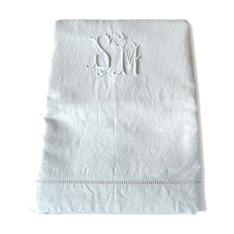 Drap ancien monogramme SM