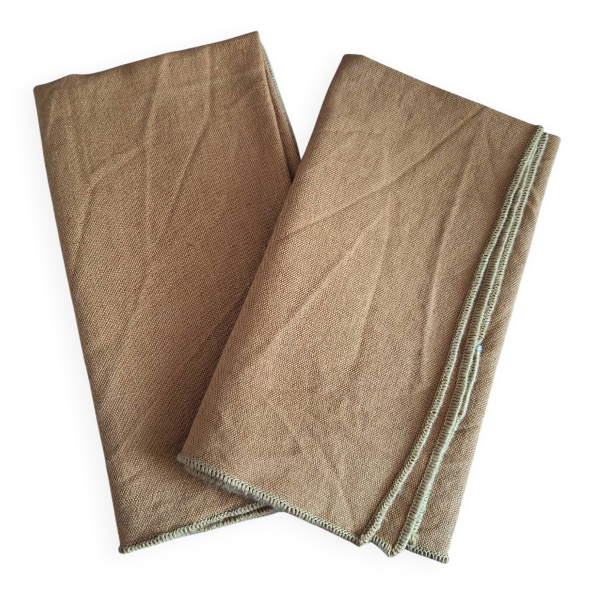 Lot de 2 serviettes de table en coton et lin Bouchara couleur camel ne
