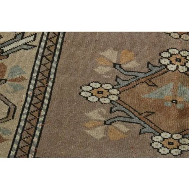 1970s Turkish Oushak Handmade Wool Cotton Brown Area Rug 183x248