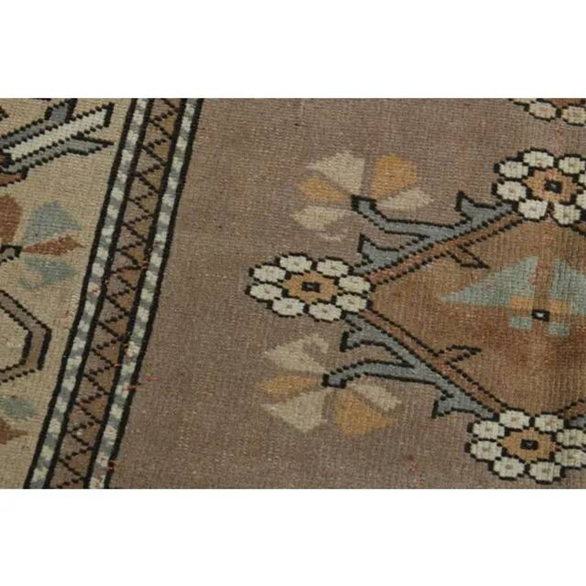 1970s Turkish Oushak Handmade Wool Cotton Brown Area Rug 183x248