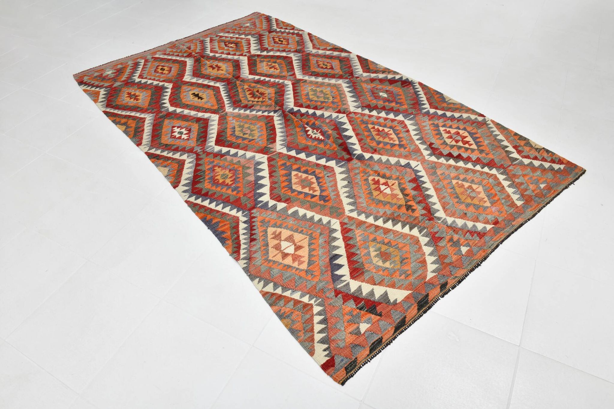 Geometric Style 5x9 Vintage Kilim Rug, 155x268Cm