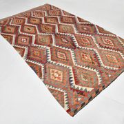 Geometric Style 5x9 Vintage Kilim Rug, 155x268Cm