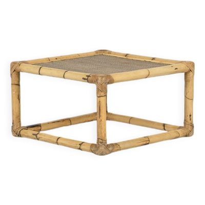 Table basse Bambou & rotin, Italie années 1960s.