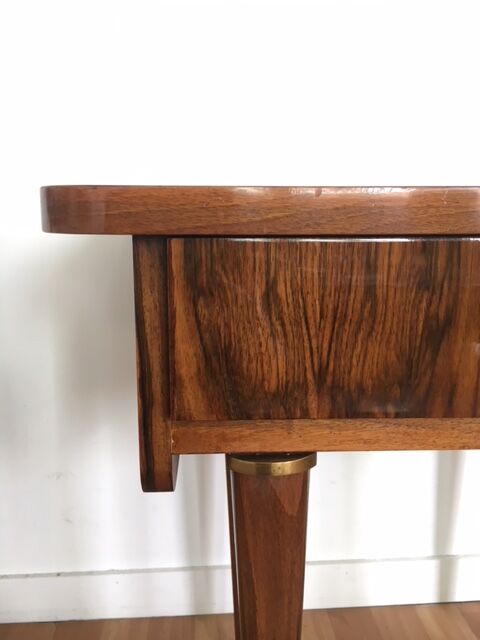 Walnut and brass bedside table