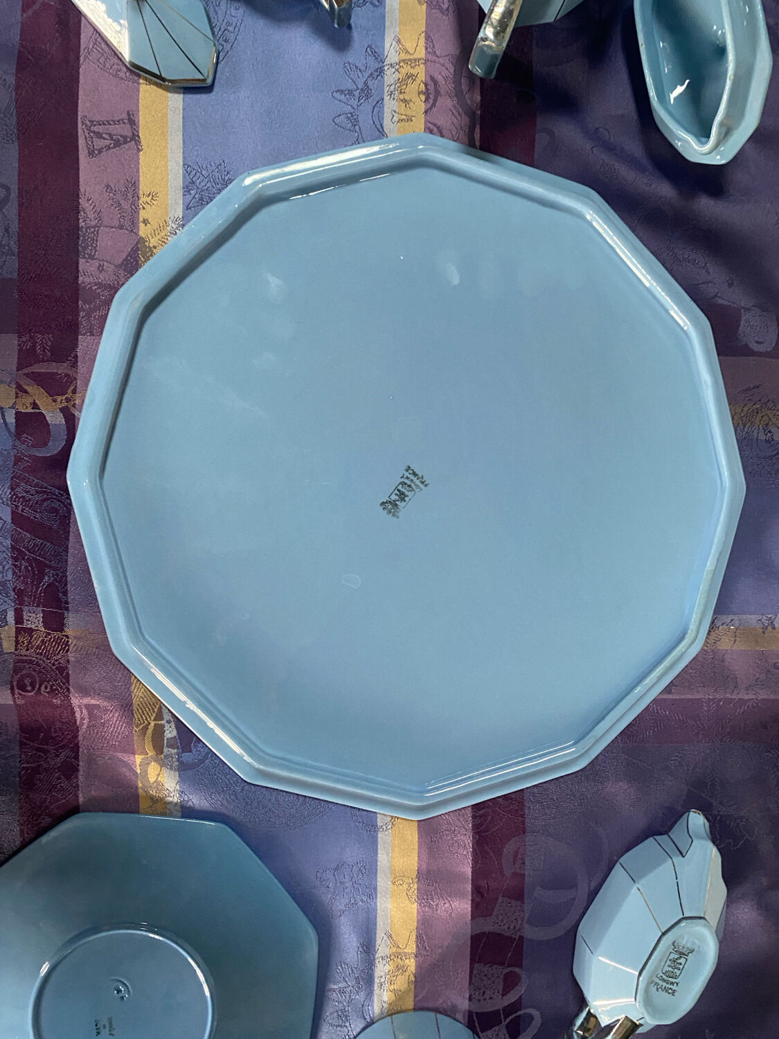 Art Deco tea service stamped Longwy