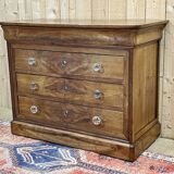 Louis Philippe chest of drawers with 5 drawers from the 19th century in cherry wood with glass knobs