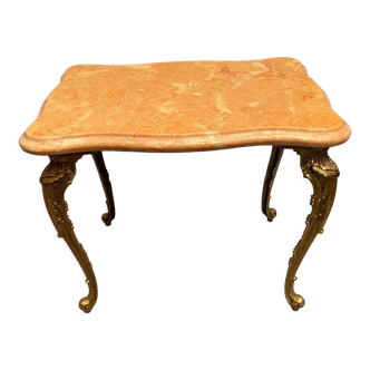 Table basse porte-pot sellette bout de canapé bronze marbre style Régence