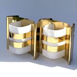 Pair of Hans-Agne Jakobsson V334/1 wall lamps in brass and opaline plastic