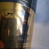 VASE,art deco,gazelle, antelope, scalloped glass,black and gold