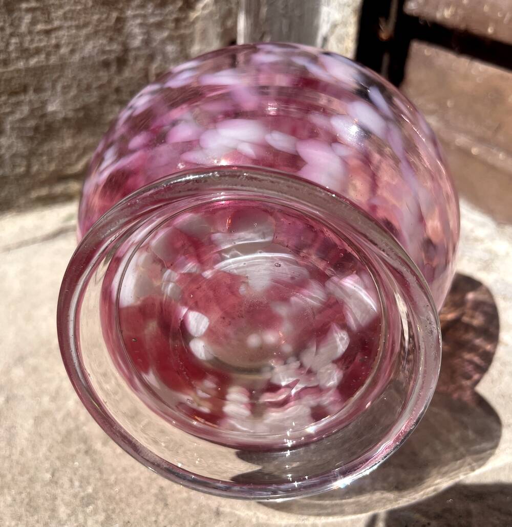 Modernist liqueur carafe clichy pink and white table art