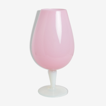 Pink opaline foot vase