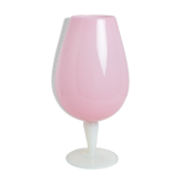 Vase à pied opaline rose
