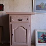 Confiturier haut ancien en bois massif peint rose