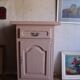 Old high jam bowl in pink painted solid wood