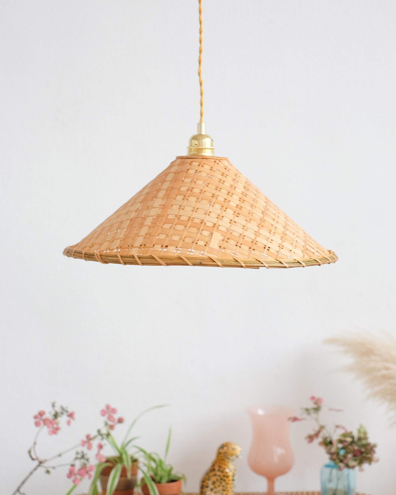 Vintage wicker pendant lamp