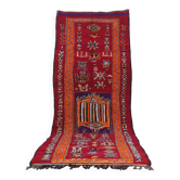 Tapis couloir marocain vintage rouge 137 x 363 cm - Tapis en laine berbère