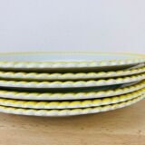 Lot de 6 assiettes plates en faïence vintage