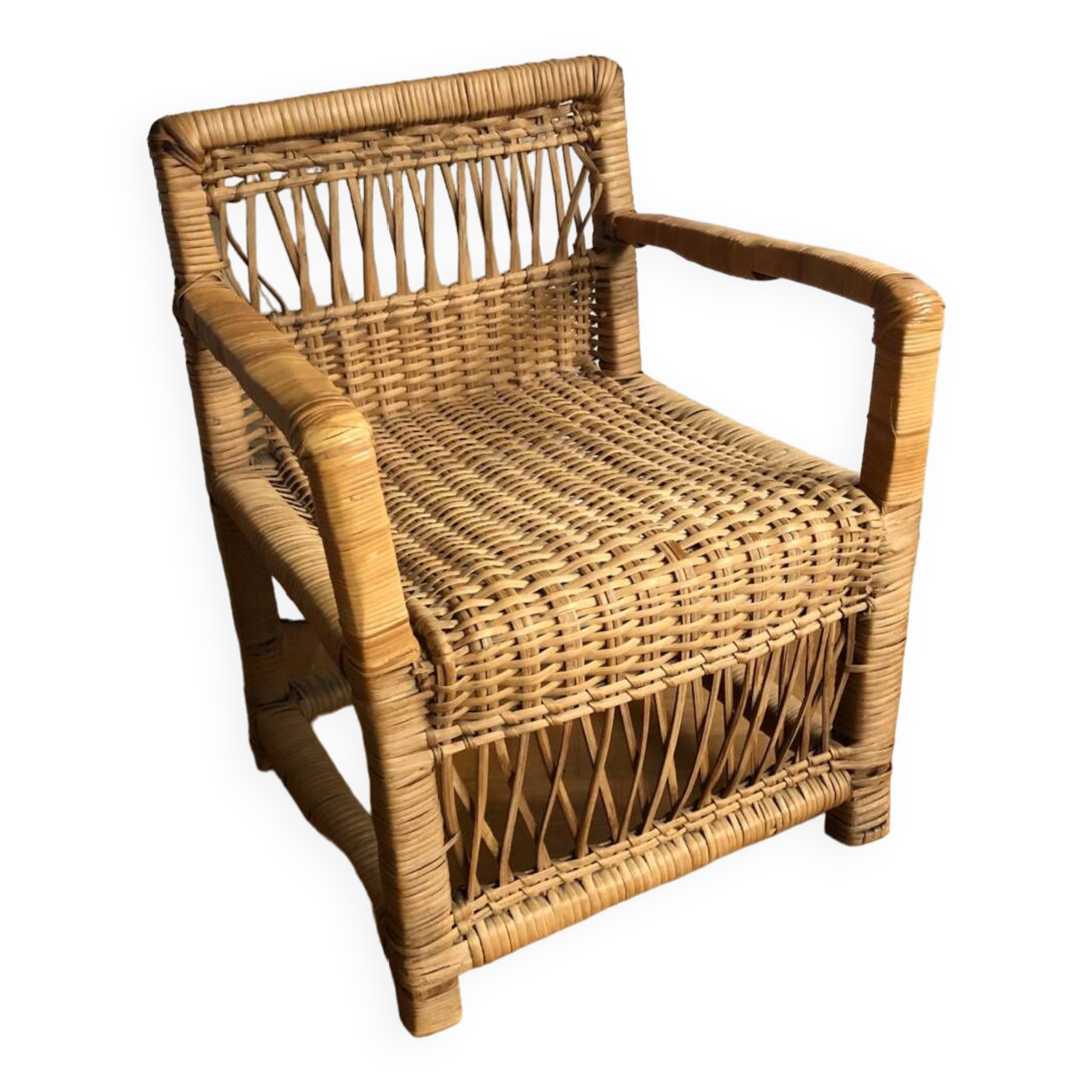 Vintage rattan children's armchair