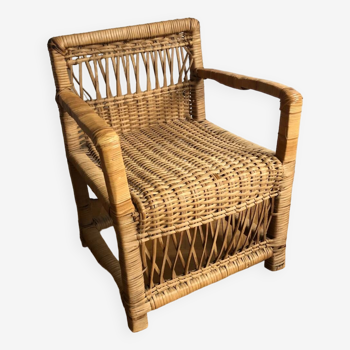 Vintage rattan children's armchair