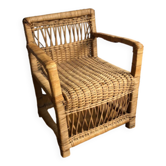 Vintage rattan children's armchair