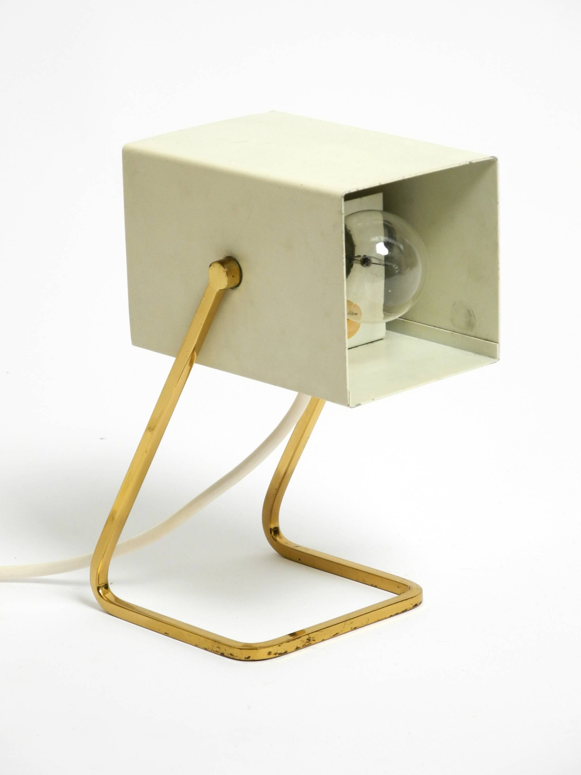 Great Mid Century metal bedside lamp with brass base by Kaiser Leuchten