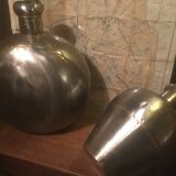 Pair of Radjasthan water bottles in polished metal