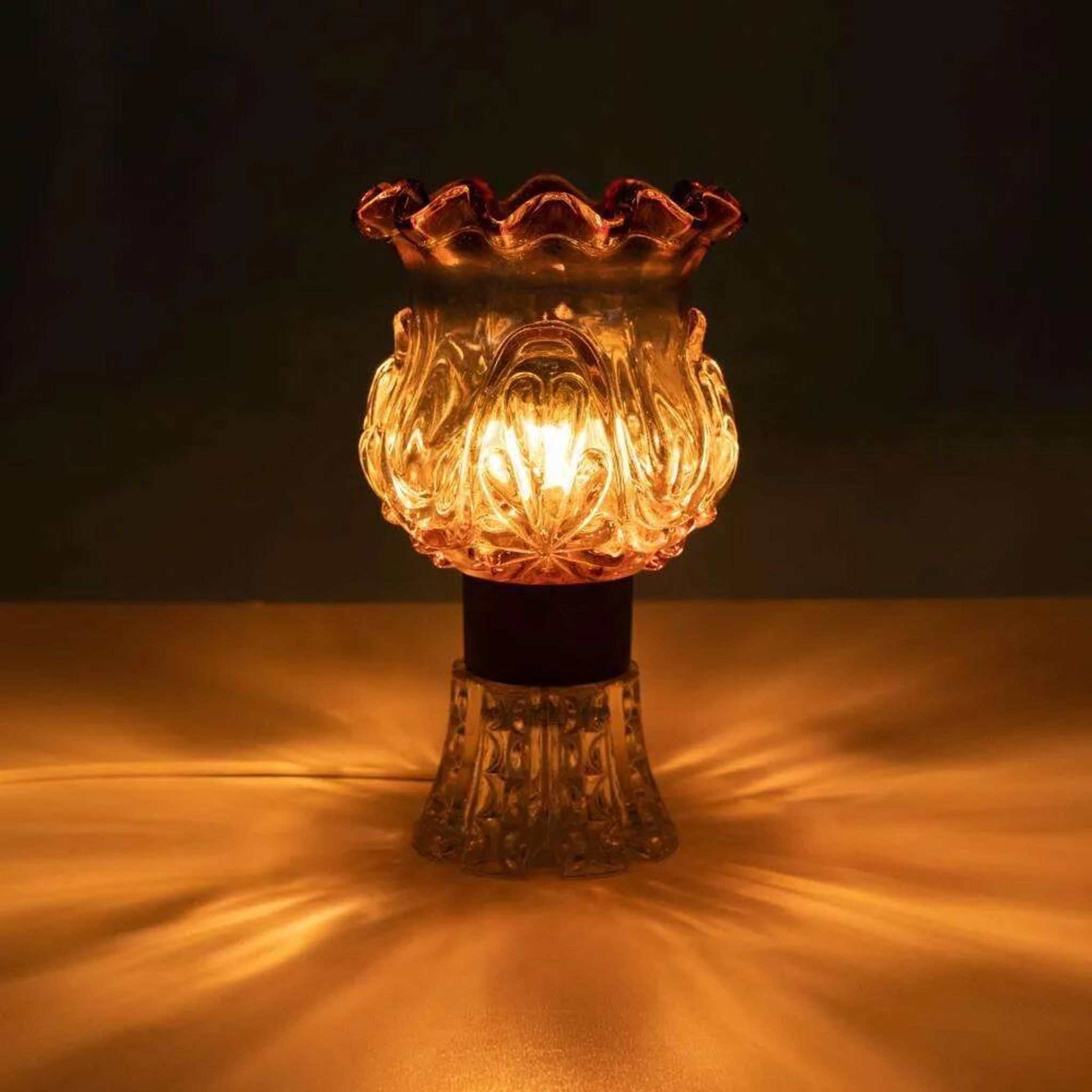 Lampe de table Vintage en verre coloré suédois, lampe de table en verre