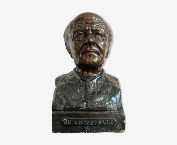 Buste Guido Gezelle 1921 en plâtre - poète flamand