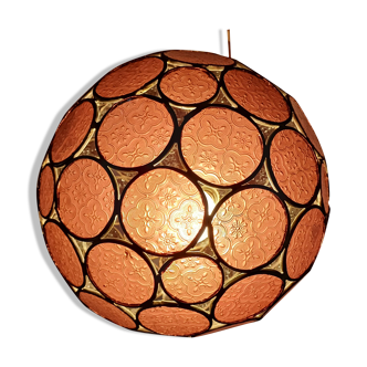 Vintage Round and Colored Glass Pendant Light