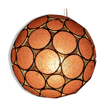 Vintage Round and Colored Glass Pendant Light