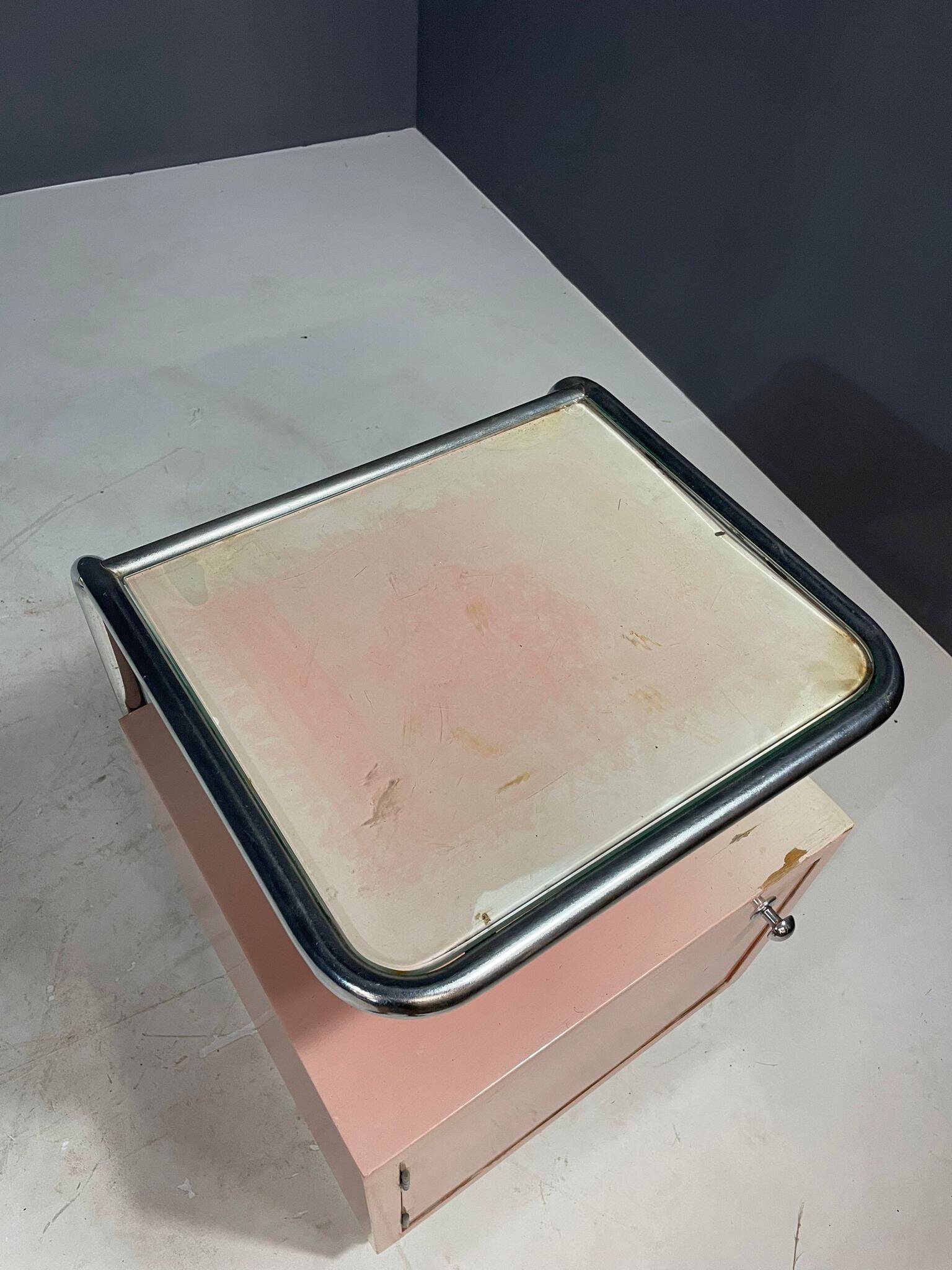Kovona Bauhaus style bedside table, 1950s, Czechoslovakia