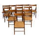 Suite de 11 chaises pliantes avec cannage 1980 entourage bois