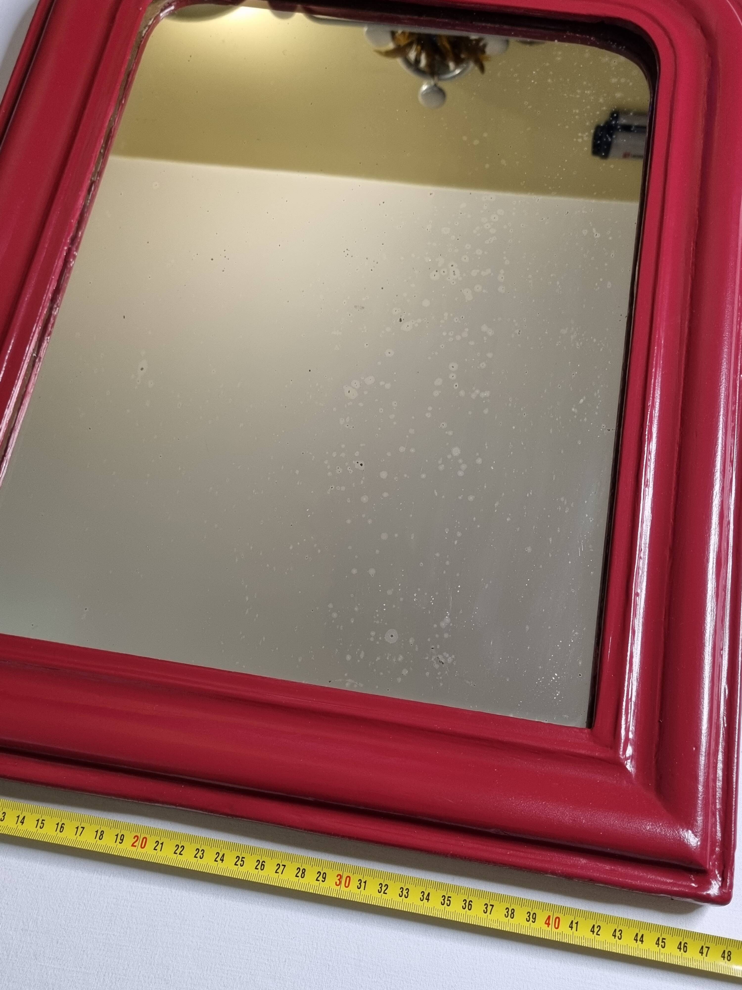 Vintage Louis Philippe style table mirror in Basque red 48 cm x 61 cm
