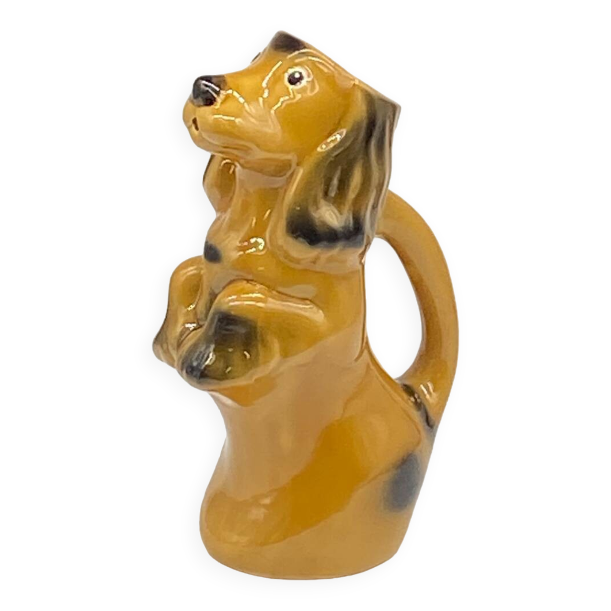 Pitcher / jug Dog / ceramic dachshund / slip / vintage