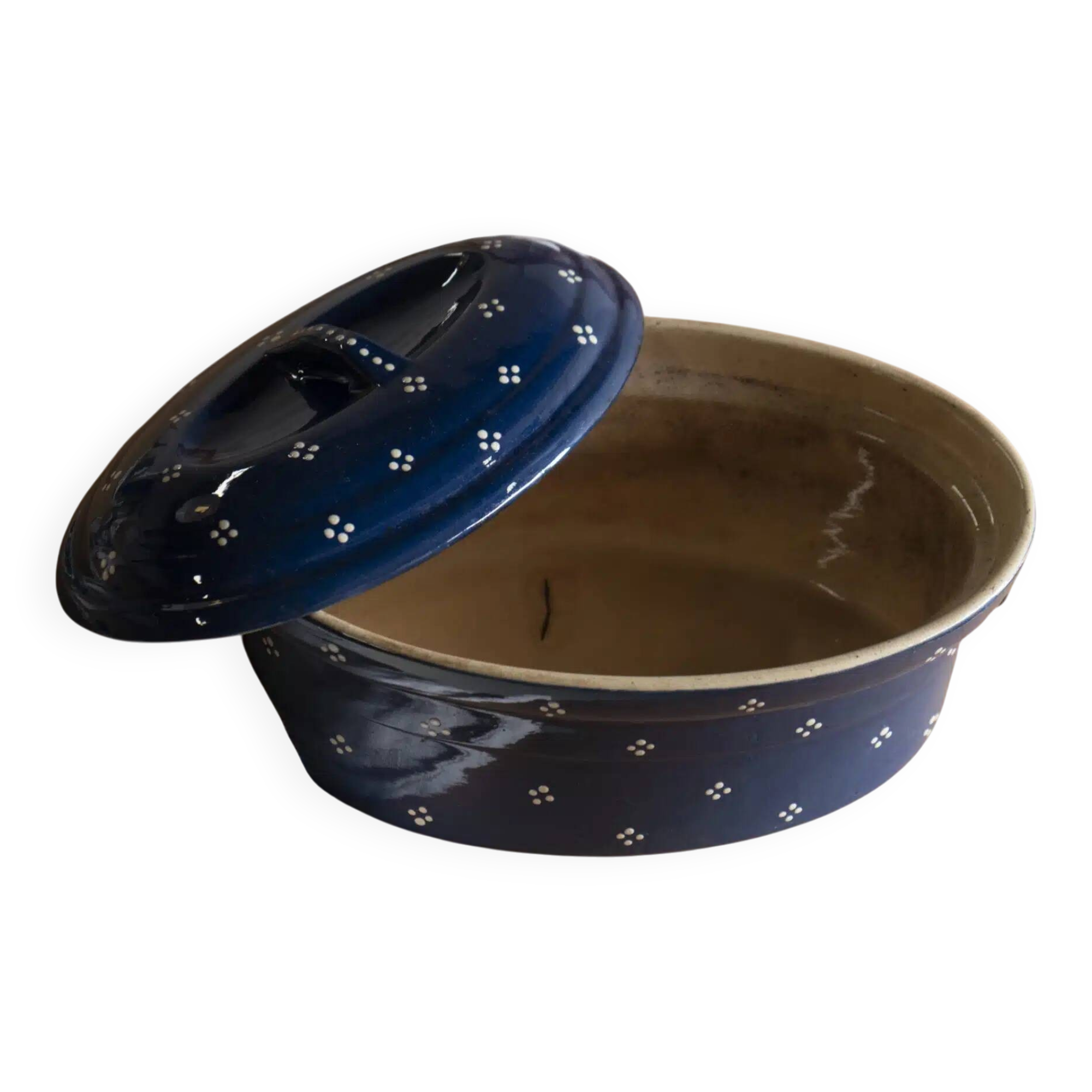 Large Alsatian terrine in earthenware "Myosotis"