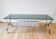 Table basse rectangulaire en verre fumé et chrome double plateaux Design 1970