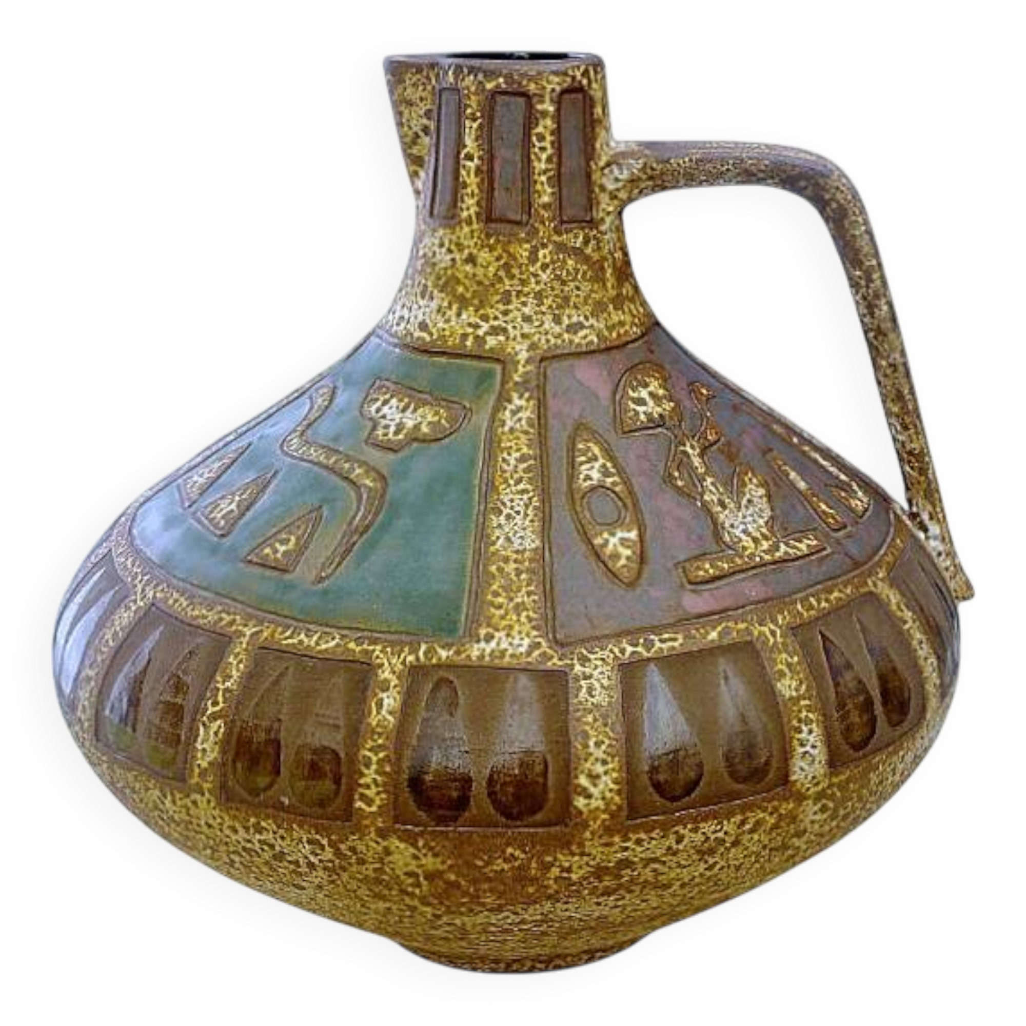 Vase potiche Céramique Fat Lava Design Vintage décor ethnique parfait état