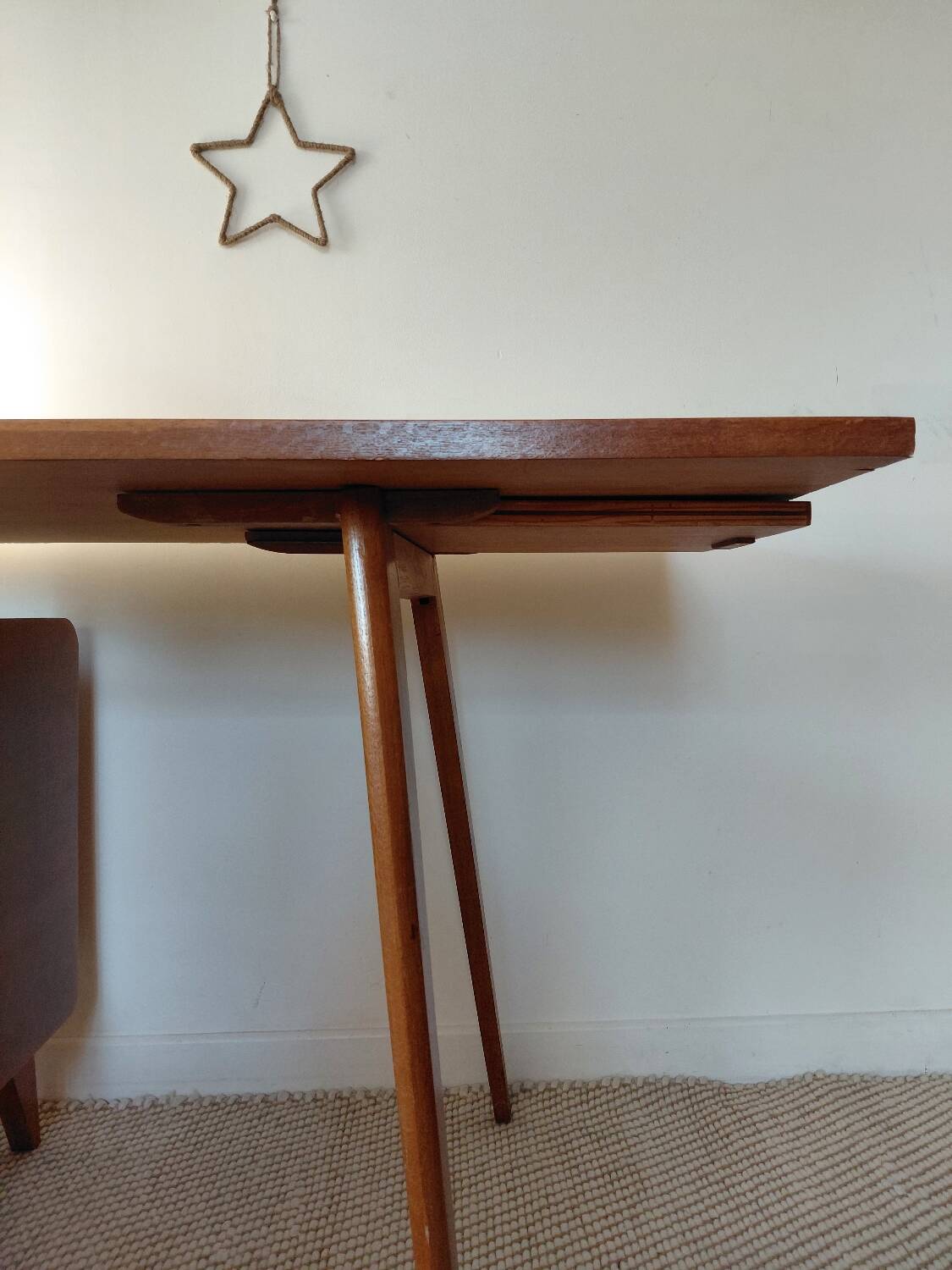 Vintage Scandinavian desk with a floating top and splayed legs - 1960.