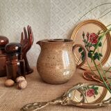 Enamelled stoneware decanter / pitcher with ice cube reserve - vintage