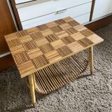 Table basse en bambou refendu et rotin 1960