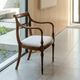 Directoire style armchair in solid wood – Openwork back/rest and sabre legs